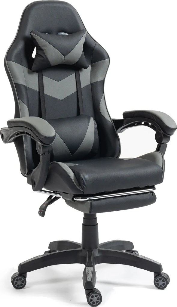 Fotel gamingowy z podnóżkiem Raxor, kolor czarno-szary