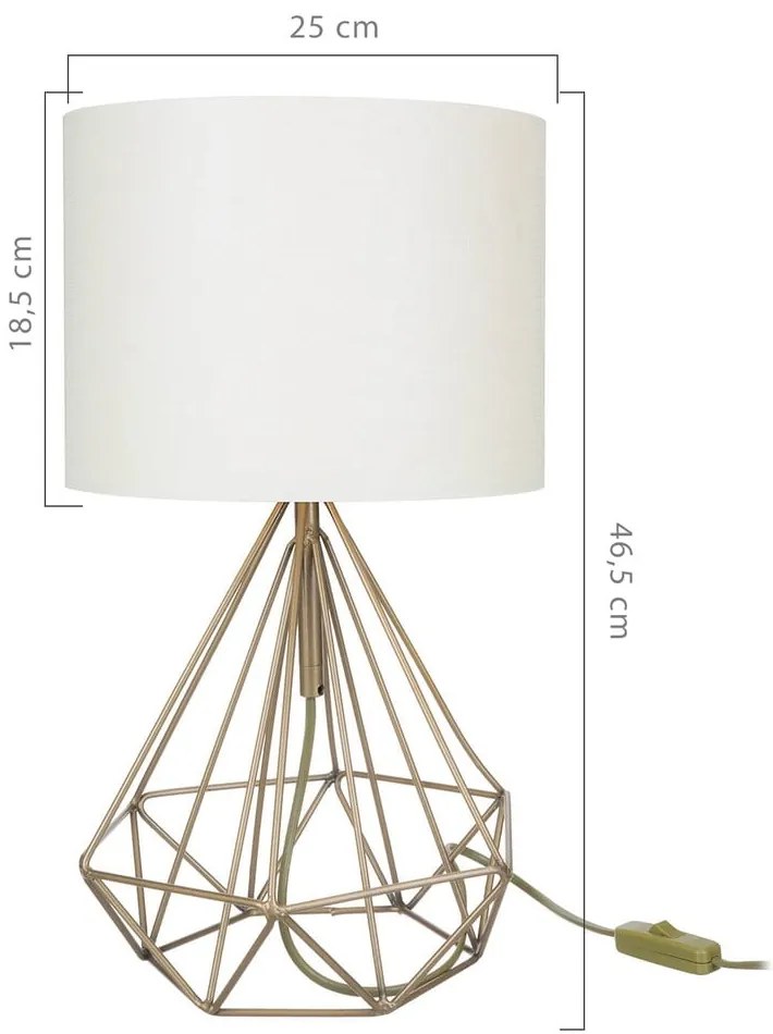 Lampa stołowa z tekstylnym kloszem w kremowo-złotym kolorze (wysokość 46,5 cm) Pena – Squid Lighting