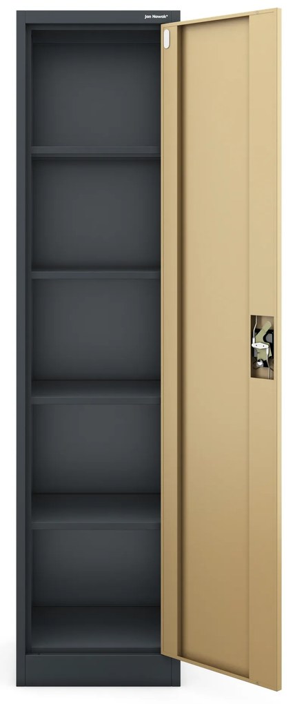 Biurowa szafa metalowa ALEX, 450 x 1850 x 400 mm, Eco Design: antracytowa/ orzech