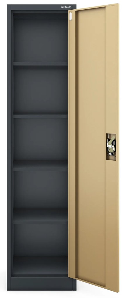 Szafa biurowa metalowa na akta antracytowa/orzech, 450x1850x400 mm: ALEX Eco Design