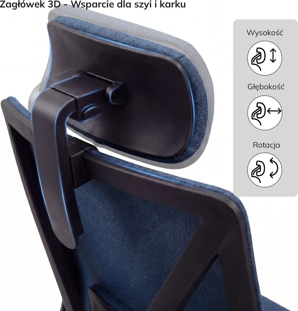Fotel biurowy ergonomiczny ciemnoniebieski VECTOR