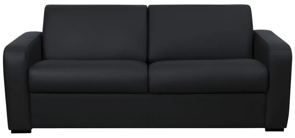 Kanapa 3-osobowa rozkładana typu express, w czarnej skórze BEVIS - Materac 16 cm
