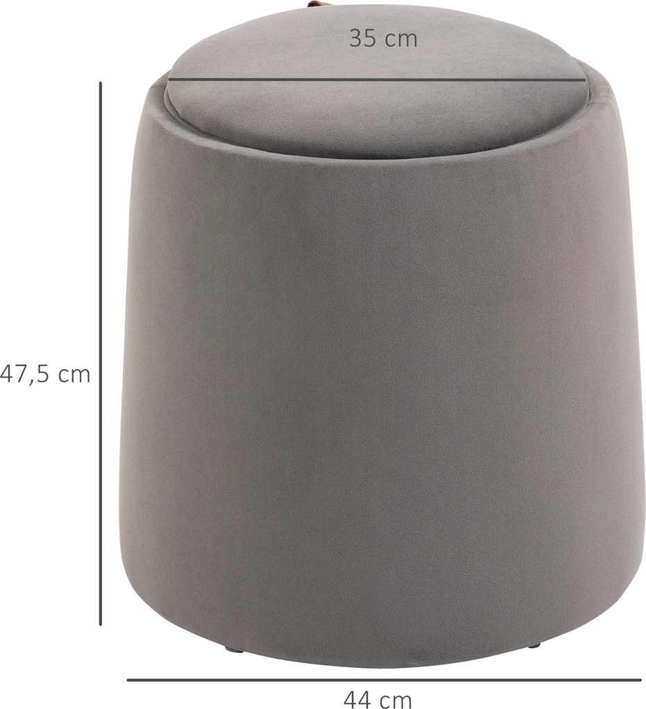 HOMCOM Puf z pojemnikiem do przechowywania hoker tapicerowany skrzynia pufa ze schowkiem do salonu przedpokoju siedzisko kostka 44 x 47,5cm | Aosom PL