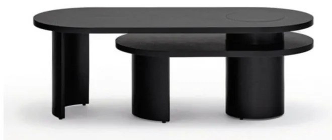 Czarny stolik w dekorze jesionu 120x50 cm Nori – Teulat