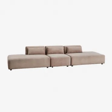Sofa Modułowy 3-częściowy Z Podwójnym Szezlongiem Fogler Sztruks Brąz Karmelowy - Sklum