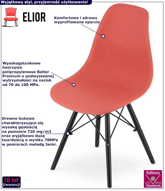 Krzesło w stylu nowoczesnym cynober - Sopi 3X