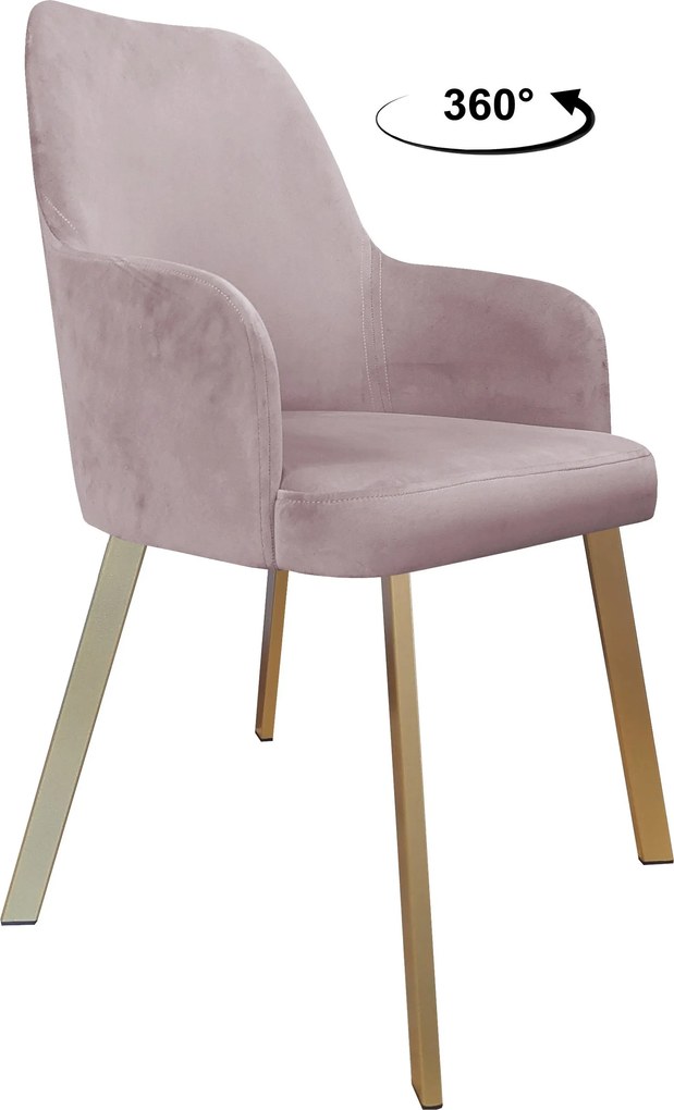 Krzesło WESTA tkanina Welur noga metalowa elegancki styl loftowy : Kolor nogi - Złota profil, Kolor tkaniny - VELVET - MG55, Typ siedziska - Siedzisko obrotowe 360°
