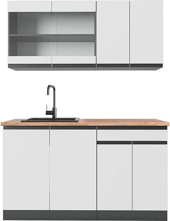 Pojedyncza kuchnia biały/antracyt 140x60x81.6 r-line