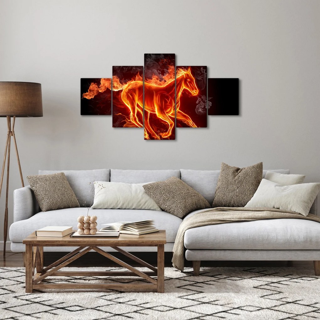 Obraz - Koń w ogniu (125x70 cm)