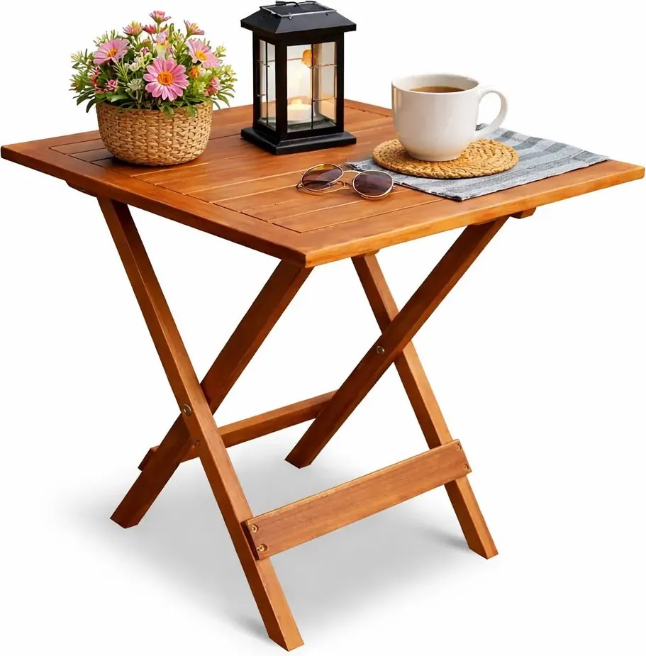 Brązowy drewniany stolik ogrodowy T9-B44