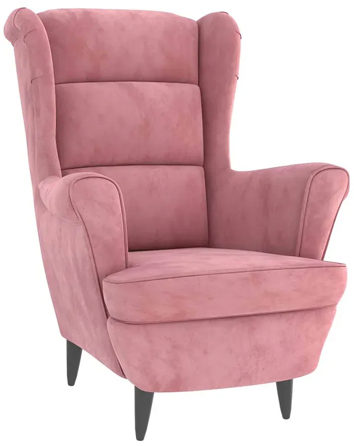 Różowy tapicerowany welurem fotel uszak G2-P27
