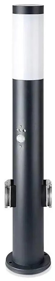 Lampa zewnętrzna z czujnikiem i 2 gniazdami SCHUKO 1xE27/60W/230V IP44 60cm czarny
