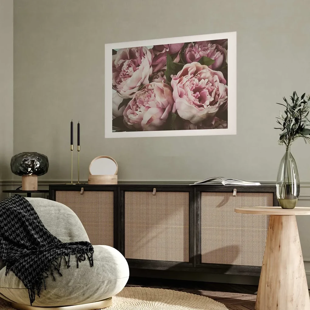 Plakat Różowe piwonie 42x29,7 cm bez ramy z marginesem ARTGEIST B