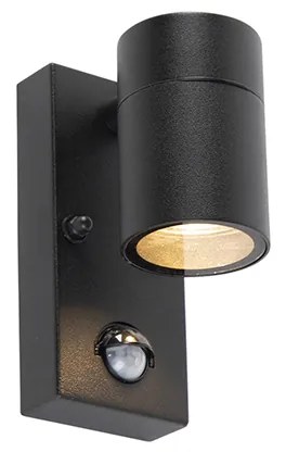 Zewnetrzna Lampa ścienna zewnętrzna czarna z czujnikiem ruchu IP44 - Solo Nowoczesny Oswietlenie zewnetrzne