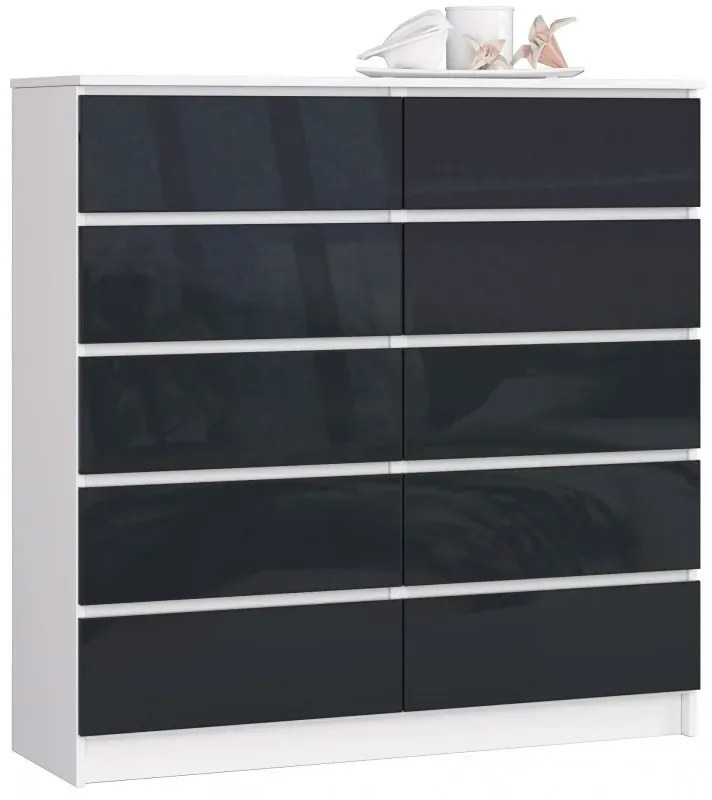 Komoda do salonu biała + grafit połysk N0-T15