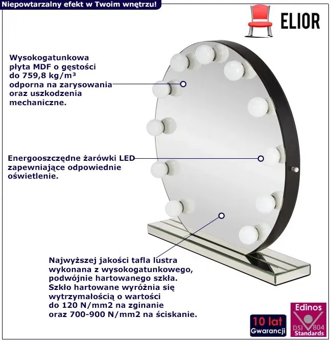 Okrągłe lustro z oświetleniem LED - Wesento