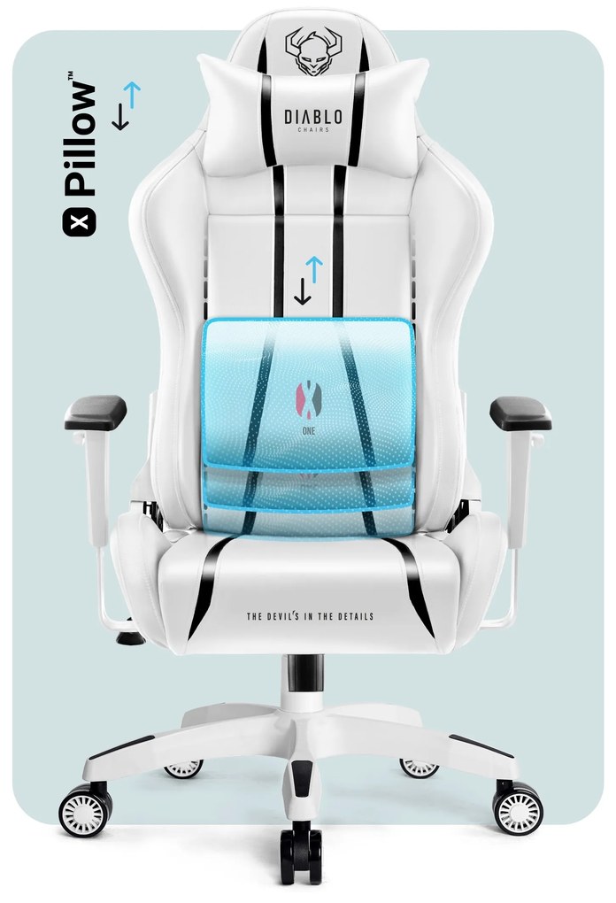 Fotel gamingowy Diablo X-One 2.0 Normal Size, biało-czarny