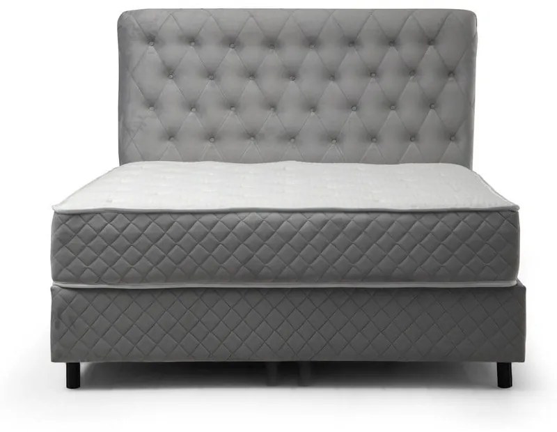 Jasnoszare łóżko boxspring ze schowkiem 160x200 cm Sonata – Kalune Design