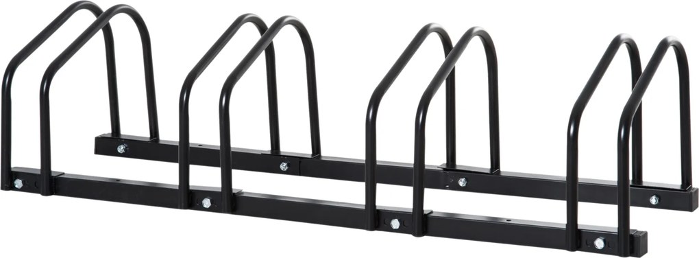 HOMCOM Stojak na 4 rowery Trwały i odporny na warunki atmosferyczne Montaż na ścianie lub podłodze Stal Srebrny 110x33x27cm | Aosom PL