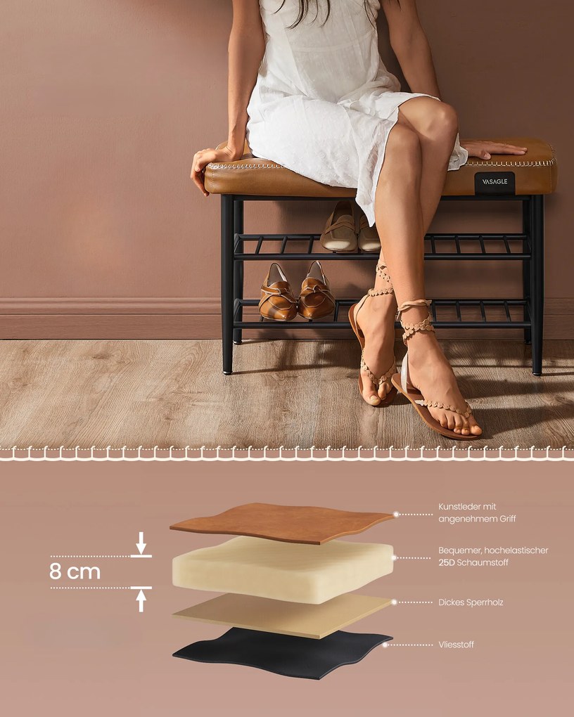 Ławka z półką na buty EKHO brązowa