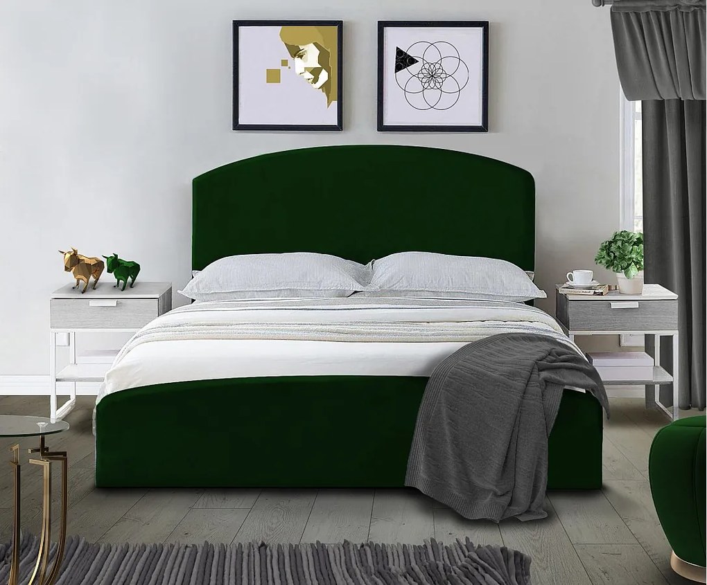 Tapicerowane łóżko Montana 130x212x90 cm, powierzchnia spania 120x200 cm, schowek, podnośnik, tkanina Monolith zielony
