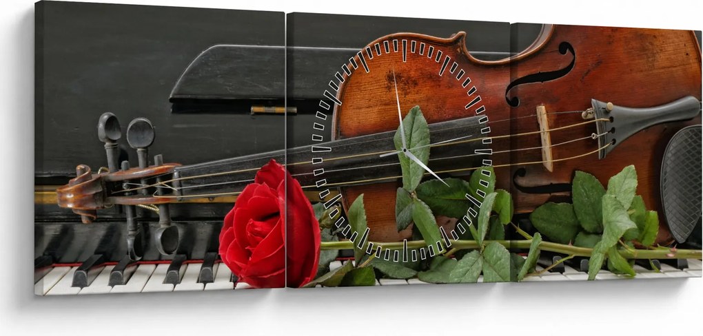 Obraz - Pamięć muzyka (z zegarem) (90x30 cm)