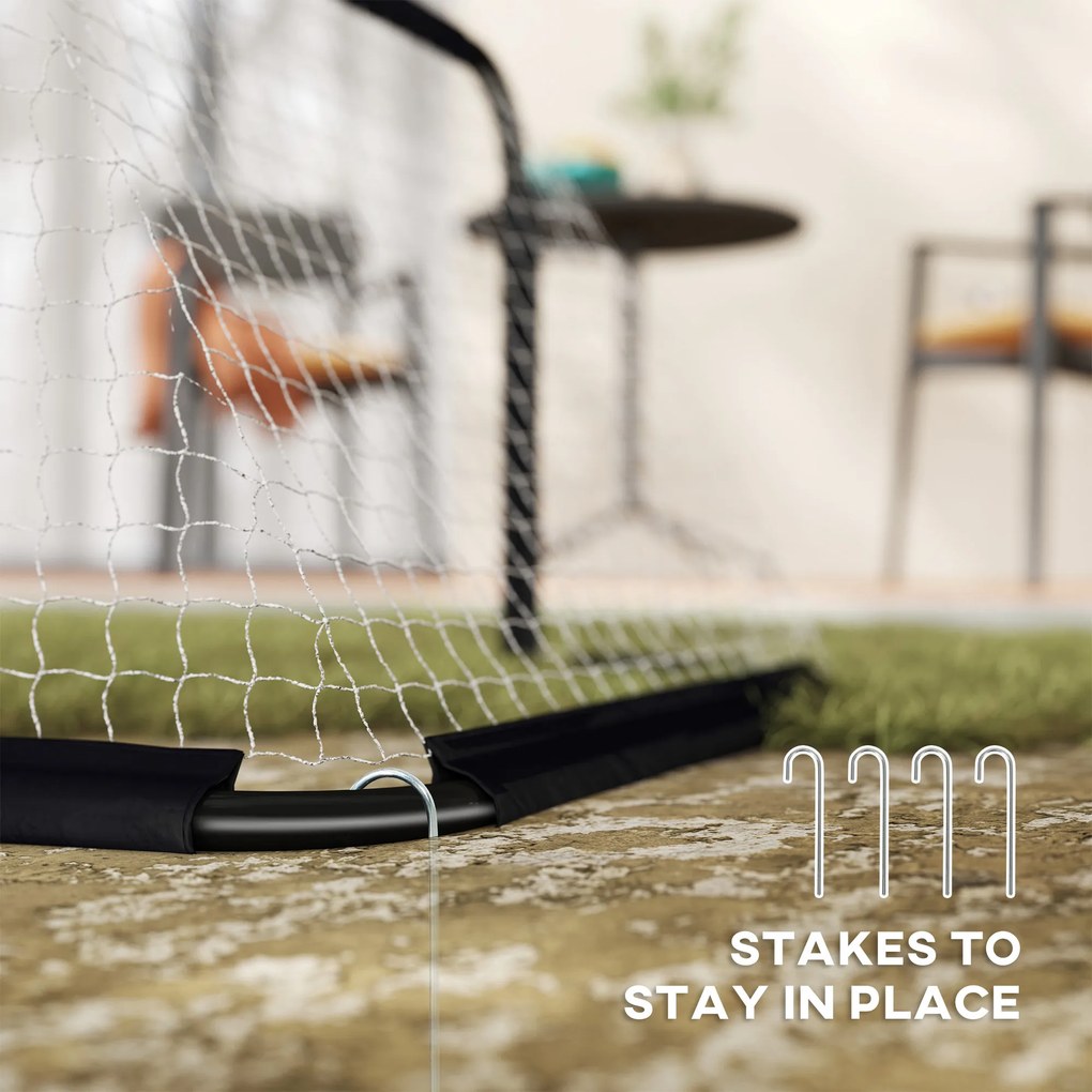 HOMCOM Zestaw Bram Piłkarskich, 2 Składane Minibramki, Rama Metalowa, Zestaw Narzędzi, 90 x 36 x 60 cm, Czarny