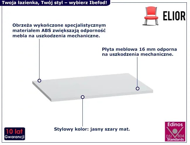 Blat na szafkę łazienkową 60 cm jasnoszary mat B9-E46