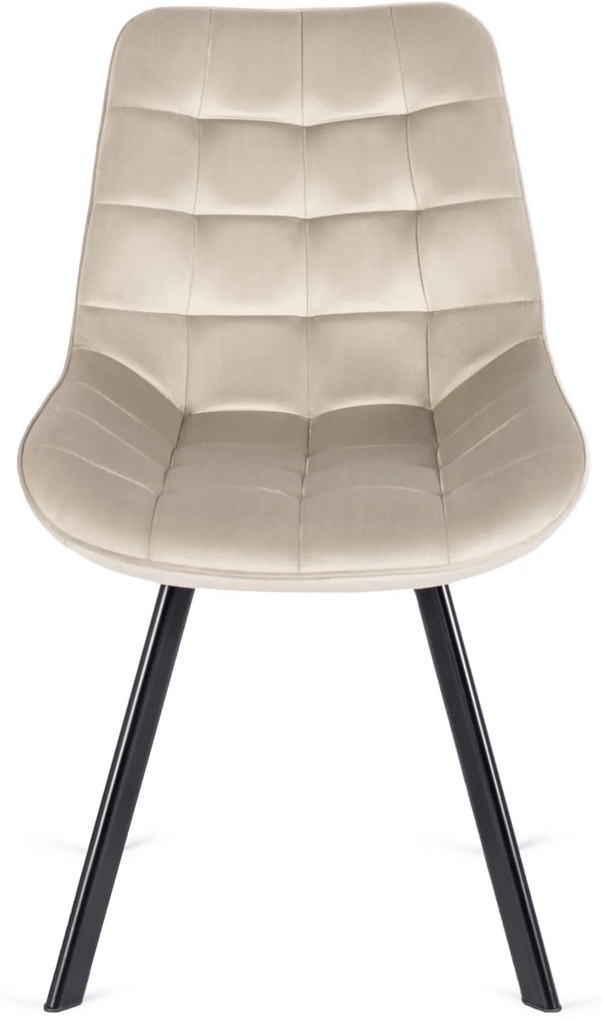 Krzesło Tapicerowane do Salonu RICK Ecru Welurowe Nowoczesne Loft