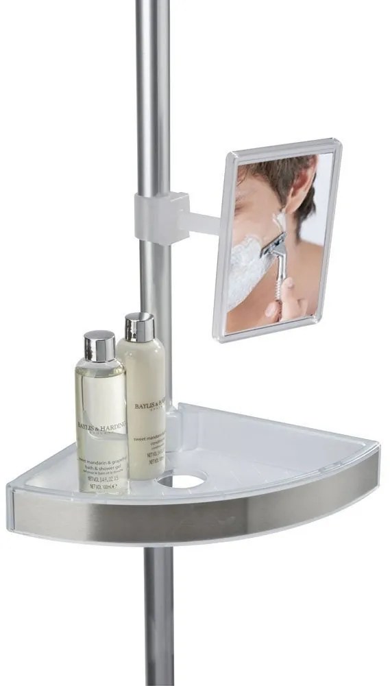 Półka łazienkowa narożna Premium Edge, 3 poziomy, lusterko, teleskopowa, WENKO