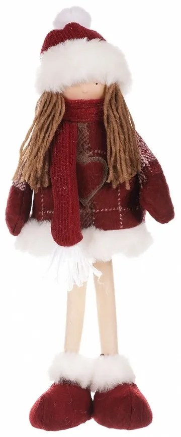 Świąteczna dekoracja z tkaniny DziewczynkaPłaszczyk, wys. 35 cm, czerwony