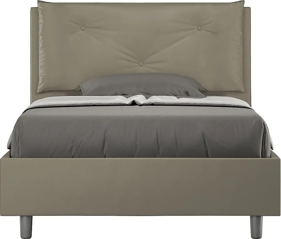 Łóżko wyposażone w stelaż z listwami tapicerowane 120x190 sztucznej skóry cappuccino Appia Large