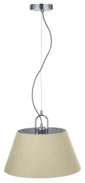 Beżowa lampa wisząca z metalowo-tekstylnym kloszem ø 40 cm Kasel – GTV