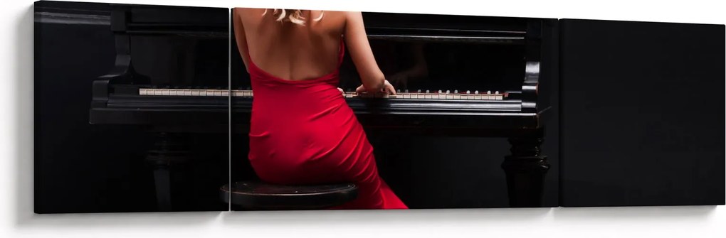 Obraz kobiety grającej na pianinie (170x50 cm)