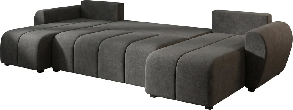 Rozkładana sofa narożna w kształcie U SEVIO 311x145 cm, ciemnoszara + 2 poduszki GRATIS