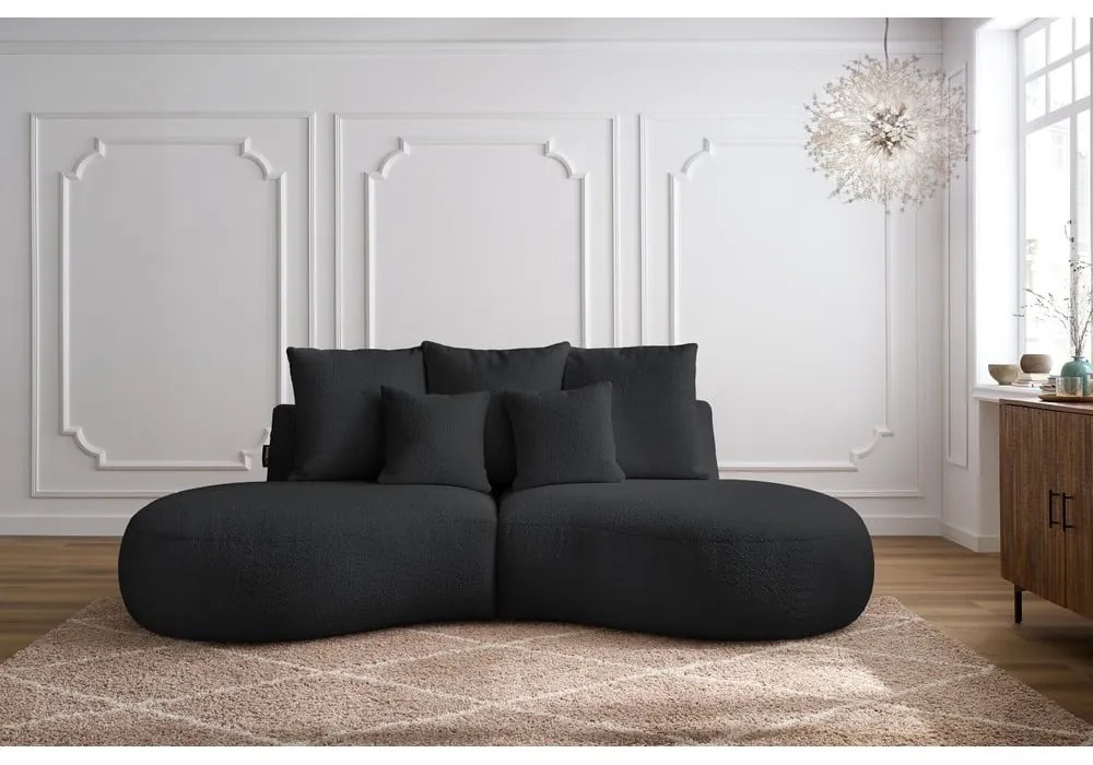 Ciemnoszara sofa z materiału bouclé 260 cm Saint-Germain – Bobochic Paris