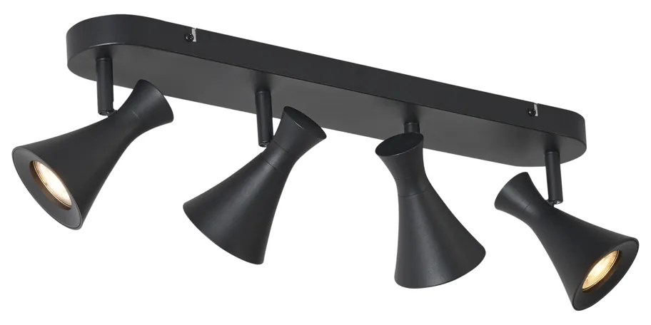 Nowoczesny reflektor sufitowy czarny 4-punktowy obrotowy i przechylny - Triangle