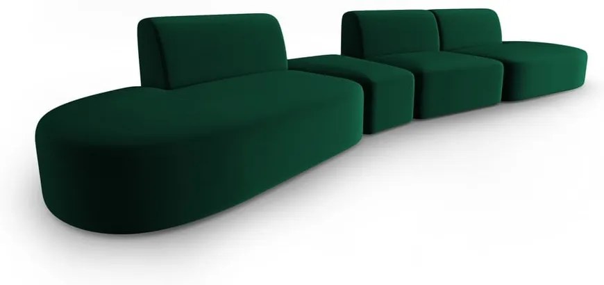 Zielona aksamitna sofa lewostronna 428 cm Paolo – Milo Casa