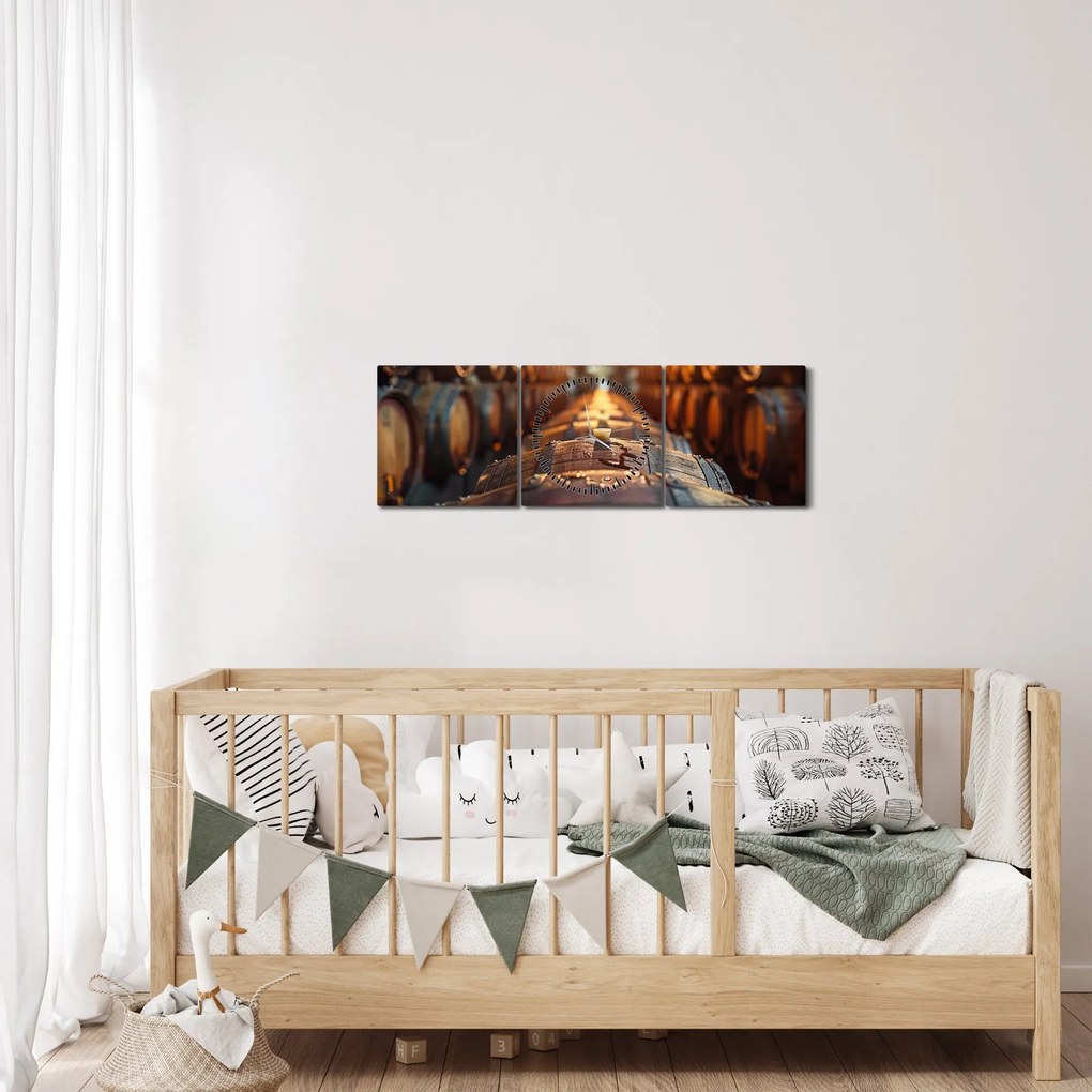 Obraz - Piwniczka na wino (z zegarem) (90x30 cm)