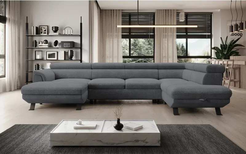 Narożnik RAVEN XL wolnostojący z funkcją spania tkanina Artico 37440 Stalowy WERSAL