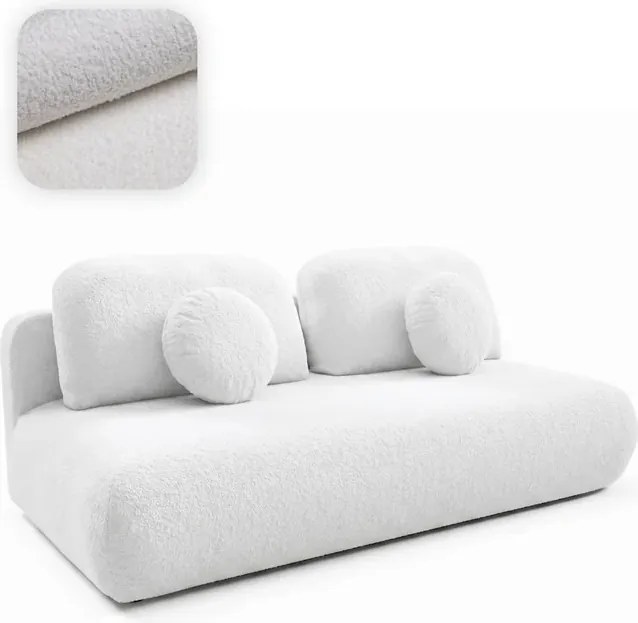 Sofa BASE Rozkładana Dwuosobowa Kremowa Boucle Japandi
