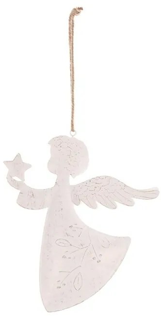 Zawieszka świąteczna Anioł 2 szt., metal, biały