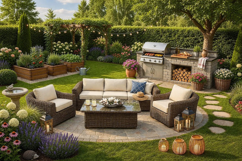 Rattanowy zestaw modułowy BORNEO LUXURY dla 5 osób (brązowy)