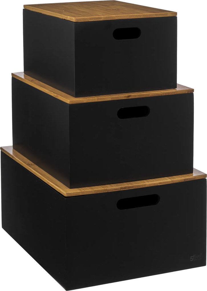 Zestaw pudełek z bambusową pokrywką BAVA, 3 szt.