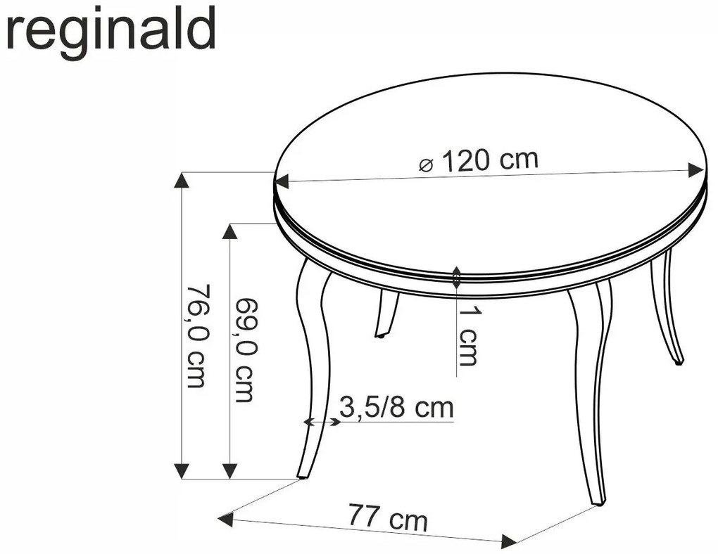 Stół okrągły REGINALD 2 120x120 czarny/złoty HALMAR