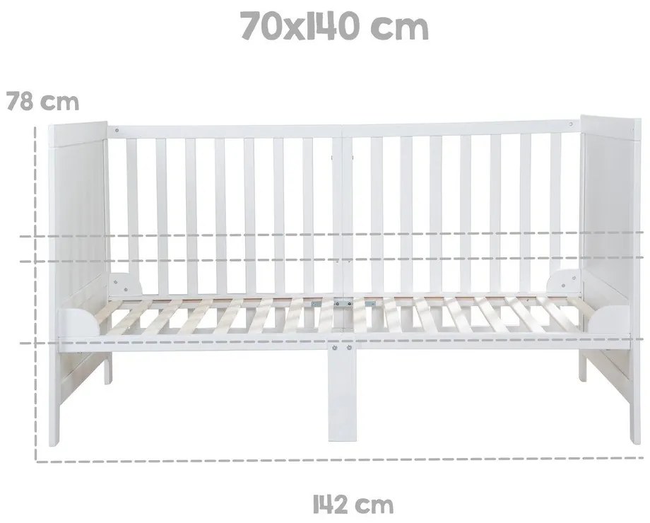 Białe łóżeczko z regulowaną wysokością 70x140 cm Easy Sleep – Roba