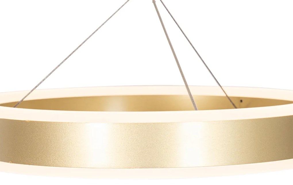 Lampa wisząca mosiądz okrągła z LED 3-stopniowo ściemniana 3-światłowa - LyaniDesignerski Oswietlenie wewnetrzne