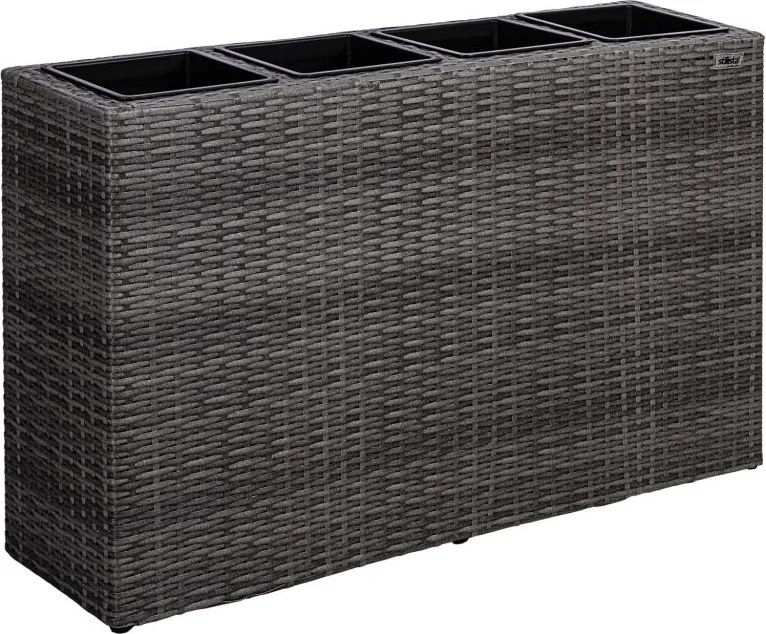 STILISTA Doniczka z 4 doniczkami, tkany polirattan, szary