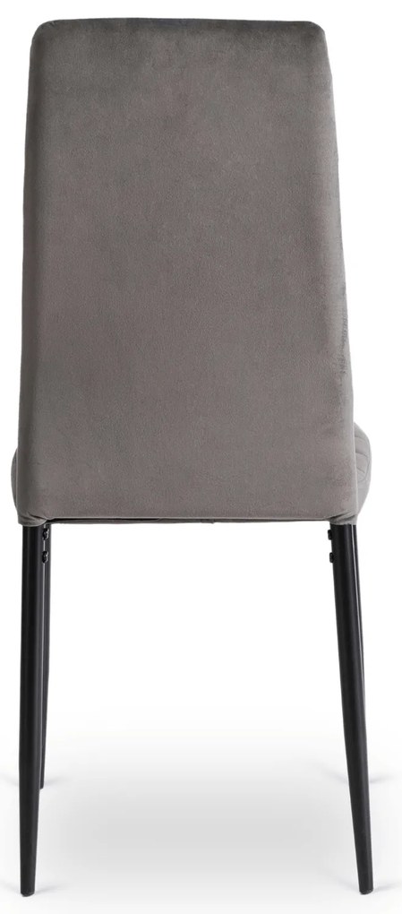 Zestaw Stół Rozkładany SKUBI 120-160 cm Dąb Craft/Czarny i 6 Krzeseł NARIS Szare Welurowe