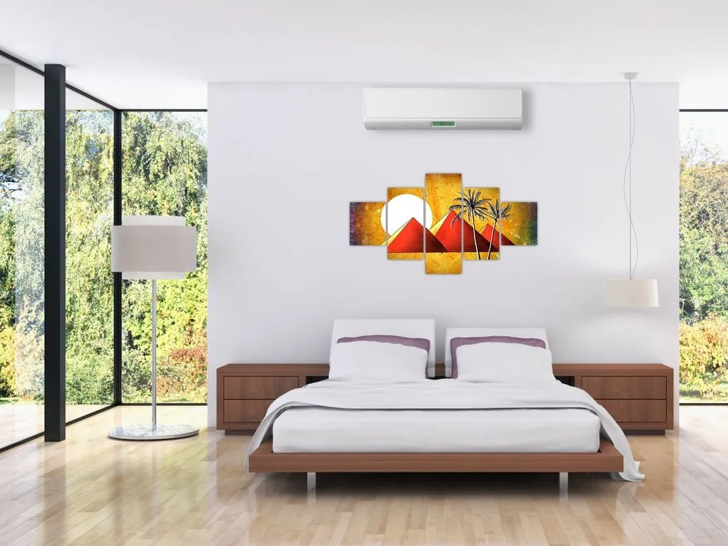 Obraz malowanych egipskich piramid (125x70 cm)